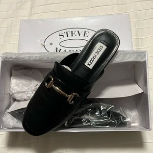 Steve Madden black leather mules